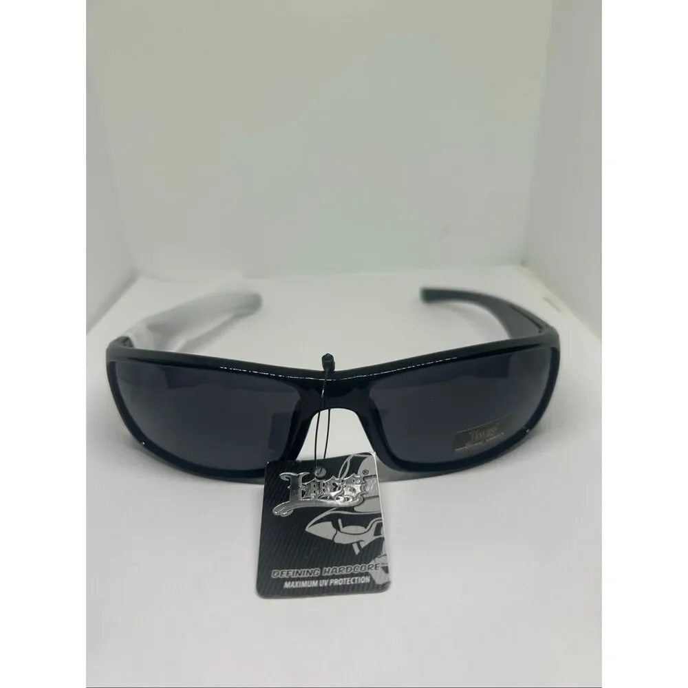Locs Hardcore Wraparound Sunglasses Black Smoke Lenses UV Protection New
